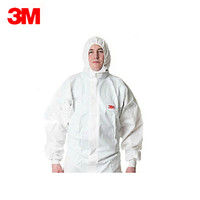 3M 4515 劳保服带帽连体防护服 弹性收口防颗粒物及液体有限喷溅 可定制 白色XL 1件 企业专享