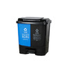 庄太太【60升蓝黑双桶】上海分类垃圾桶干湿双桶脚踏式干湿分离垃圾桶带盖双桶环卫户外垃圾桶翻盖