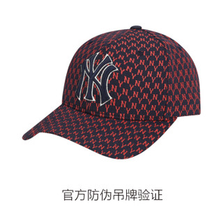 MLB帽子男女棒球帽情侣NY刺绣印花巨标运动遮阳帽  酒红藏青NY 帽围可调节55cm-59cm