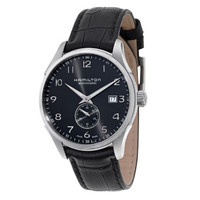 HAMILTON 汉米尔顿 爵士系列 H42515735 男士机械手表 40mm 黑盘 黑色皮质表带 圆形