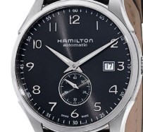 HAMILTON 汉米尔顿 爵士系列 H42515735 男士机械手表 40mm 黑盘 黑色皮质表带 圆形