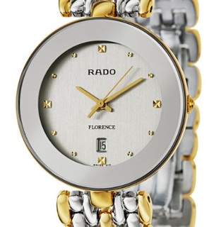 RADO 雷达 FLORENCE R48743103  男士时装腕表 32mm 银色 间金色 不锈钢PVD镀金间金