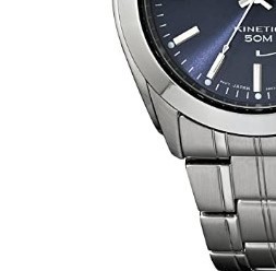 SEIKO 精工 KINETIC系列 SMY111 男士石英手表 37mm 蓝盘 银色不锈钢表带 圆形