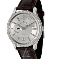 ZENITH 真力时 指挥官系列 Power Reserve 16.2120.685/02.C498 男款机械表 40mm 银色 棕色 鳄鱼皮/橡胶