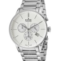 EDOX 依度 Les Vauberts系列 10409-3A-AIN 男款时装腕表 41mm 白色 银色 不锈钢