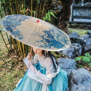 TaTanice 油纸伞中国风 防雨古风舞蹈伞绸布伞节庆装饰伞手工艺伞道具伞太阳伞 青花中国风