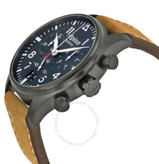 Alpina Startimer Pilot AL-372N4FBS6 男款时装腕表 44mm 黑色 棕色 皮革