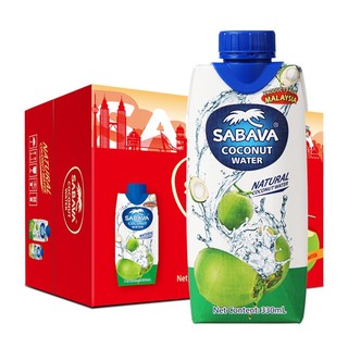 Sabava 沙巴哇 马来西亚进口 天然椰子水 330ml*12瓶