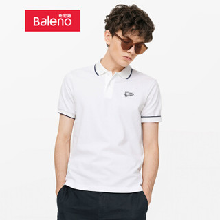 班尼路 Baleno POLO衫男 2019年春夏潮流撞色条纹领 短袖上衣男 88901143 01W M