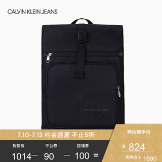 CK JEANS 2020春夏款 男女同款Logo简约休闲双肩背提包 HH2185K9900 001-黑色