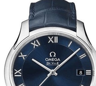 OMEGA 欧米茄 碟飞系列 433.13.41.21.03.001 男士机械腕表 41mm 蓝色 精钢 蓝色 皮质