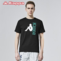 Kappa卡帕男款运动短袖夏季休闲T恤针织圆领半袖图案衫2020新款