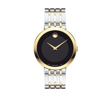 MOVADO 摩凡陀  爱莎系列 0607058 男士石英手表 39mm 黑色 间金色 不锈钢间金