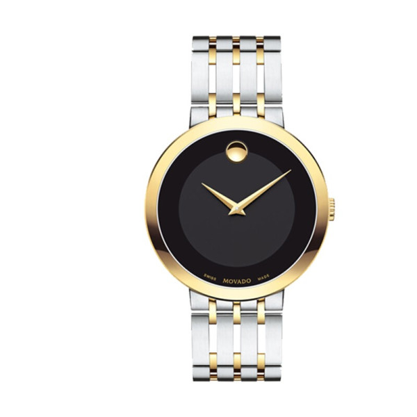 商品movado 摩凡陀 爱莎系列 0607058 男士石英手表 39mm 黑色 间金色