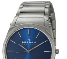 SKAGEN 诗格恩 CLASSIC 859LSXN 男士腕表 38mm 蓝色 银色 不锈钢