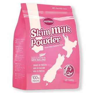 新西兰进口 宝贝AUSBAO脱脂乳粉 成人奶粉900g 中老年青少年成人奶粉 *3件