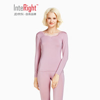 INTERIGHT 女士 【羊绒蛋白】 轻柔柔美 秋衣秋裤 亲肤舒适 保暖内衣套装 藕粉色 L码