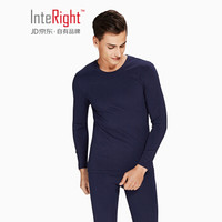 INTERIGHT 男士 50支【京舒棉】超柔圆领保暖内衣套装 藏青色 L码