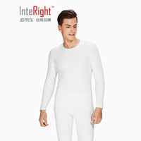 INTERIGHT 男士 50支【京舒棉】超柔圆领保暖内衣套装 白色 L码