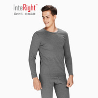 INTERIGHT 男士 50支【京舒棉】超柔圆领保暖内衣套装 麻灰色 XL码