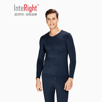 INTERIGHT 男士 【羊绒蛋白】 轻柔亲肤 修身舒适 秋衣秋裤 V领保暖内衣套装 深蓝色 XXL码