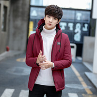 富铤(FORTEI )棉衣男士外套新款棉服连帽加厚时尚衣服男装棉袄 FT3132 酒红 3XL
