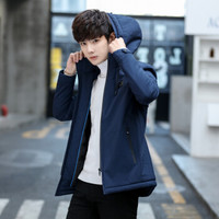 富铤(FORTEI )棉衣男士外套新款棉服连帽加厚时尚衣服男装棉袄 FT3132 蓝色 2XL