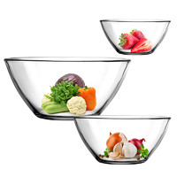 乐美雅玻璃碗透明水果蔬菜日式汤碗大号餐具ins北欧风沙拉碗套装