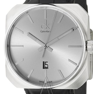Calvin Klein K1R21120 男款正方形腕表 42mm 银色 黑色 皮革