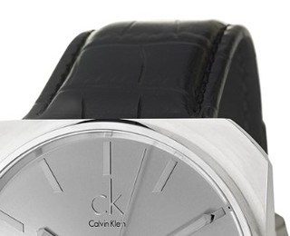 Calvin Klein K1R21120 男款正方形腕表 42mm 银色 黑色 皮革