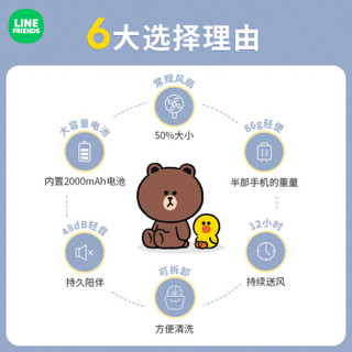 LINE FRIENDS 布朗熊迷你手持随身小风扇可爱小巧便捷小型USB充电 布朗熊 迷你手持风扇