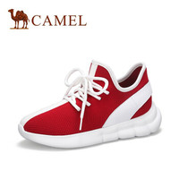 骆驼（CAMEL） 女士 时尚潮流双色拼接V口休闲鞋 A91212605 红/白 35