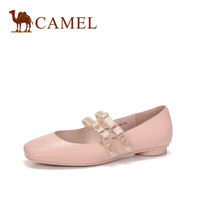 骆驼（CAMEL） 女士 简约舒适牛皮双扣带低跟单鞋 A91025673 粉色 34