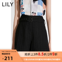 LILY2020夏季新款女装商务通勤条纹A字显瘦阔腿西装短裤