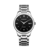 ROSSINI 罗西尼 雅尊商务系列 517507W04B 自动机械情侣表-男表 黑盘 钢带 带日历 40mm 黑色 银色 精钢