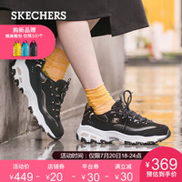 Skechers斯凯奇女鞋厚底增高D'lites休闲鞋 蛇纹熊猫鞋 复古铆钉老爹鞋11979 黑色/金色/BKGD 39.5