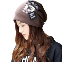 GLO-STORY毛线帽女 韩版时尚多用保暖套头帽WMZ744191 咖啡色