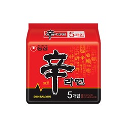韩国进口农心辛拉面泡面辛辣味韩式拉面煮面速食5袋装香菇牛肉面