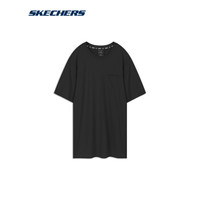 Skechers斯凯奇2020春夏男子宽松运动T恤针织圆领短袖衫 L220M194 深黑色/002K M