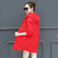 沫欣 2019夏季新品女装风衣女薄款韩版中长款大码宽松休闲时尚防晒风衣服潮 zx1AF11-738 红色 4XL