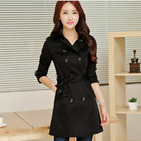 沫欣 风衣女2019秋冬新品纯色翻领中长款长袖收腰显瘦洋气大衣外套 yzDMGY7722q 黑色 XL