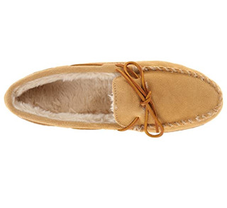 MINNETONKA 迷你唐卡 3902 Pile Hardsole Pile Lined Slipper 男士加绒平底鞋 Tan Suede US7