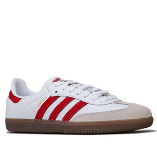 adidas Originals  Samba系列系带平底男士休闲鞋运动鞋 White red UK 7.5 