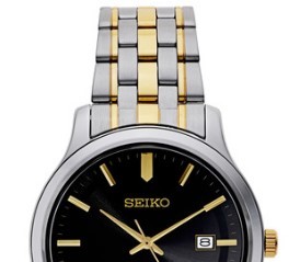 SEIKO 精工 BRACELET系列 SUR183 男士时装腕表 41mm 灰色 间金色 间金不锈钢