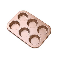 彩范 碳钢不粘蛋糕模具 六连