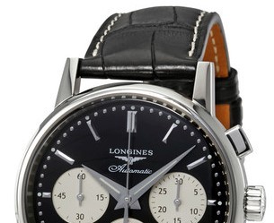 LONGINES 浪琴 经典复古系列 L2.733.4.92.0 男款机械表 39mm 黑色 黑色 皮革