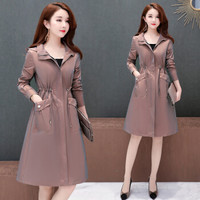 BANDALY 2019秋季新品女装风衣女韩版收腰显瘦气质大码中长款薄款洋气外套 KKLRXL07X 豆沙 2XL