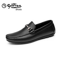 金利来（goldlion）男鞋商务休闲鞋舒适透气套脚皮鞋55984021701A-黑色-40码