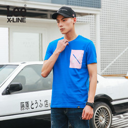 Lee L319211RF8MD 男士圆领蓝色短袖T恤
