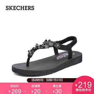 Skechers斯凯奇2020春夏新款度假仙女风亮片装饰时尚夹趾凉拖鞋女32922 全黑色/BBK 37